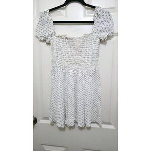 Reformation Women's Polka Dot Smocked Off-Shoulder Mini Dress Puff Sleeves Size